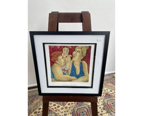 A limited edition print titled 'Two's Company' by Joan Somerville, signed in pencil by the artist. [43.5cm square] 