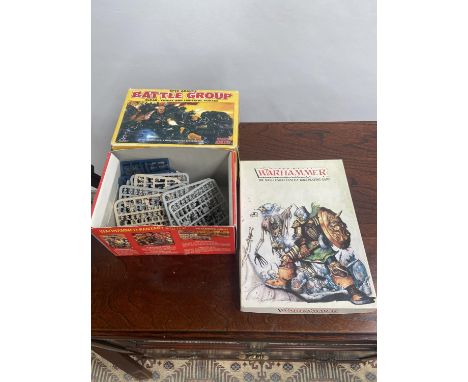 Warhammer original role playing game bookset, together with Epic Armies battle group space marine figures 