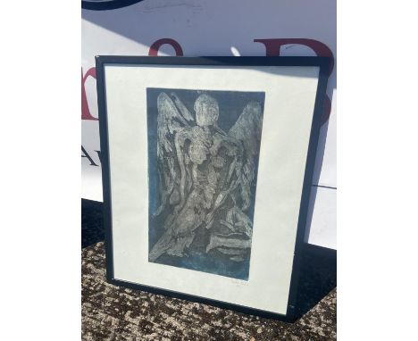 A Vintage engraving Print depicting angle figure, signed L. Rodie [53x45cm] 