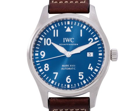 IWC Mark XVIII "Petit Prince" Ref IW327010, Herrenarmbanduhr Edelstahl. Blaues Ziffernblatt mit arabischen Ziffern. Original,
