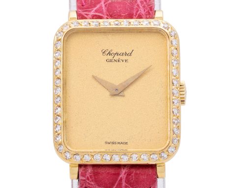 CHOPARD Ref. 5088 Damen Armbanduhr. Erstkauf 30.12.2981 bei Wempe in Stuttgart. 18K Gelbgold mit Diamantlünette. Lederband mi