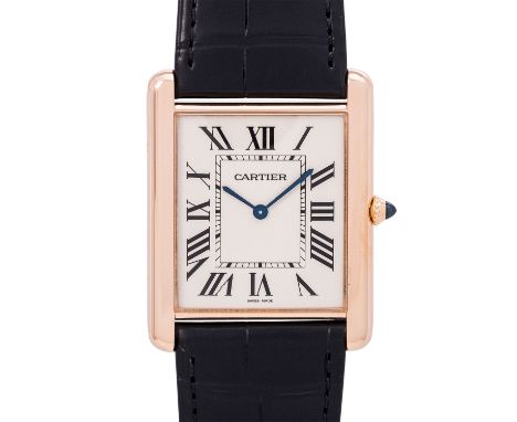 CARTIER Tank LC XL, Ref. 3280, Herrenuhr. WEMPE Service 09/2023. 18K Roségold, Gehäuseboden mit perönlicher Gravur. Handaufzu