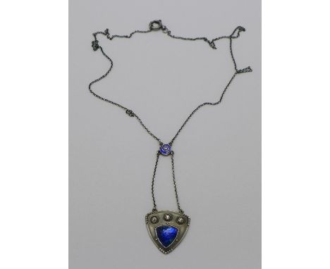 A silver and enamel Art Nouveau necklet, Charles Horner, Chester 1910, enamel a/f