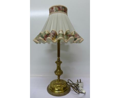 A brass table lamp base