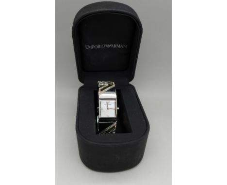 A lady's Emporio Armani bangle wristwatch, boxed