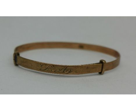 A 9ct gold baby's bangle, 3.5g