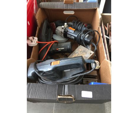 A BOX OF POWER TOOLS ETC