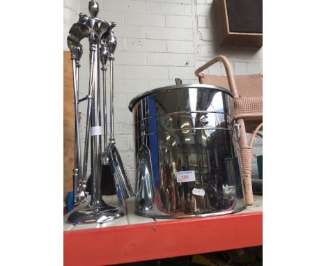 COAL BUCKET AND FIRESIDE TOOLS