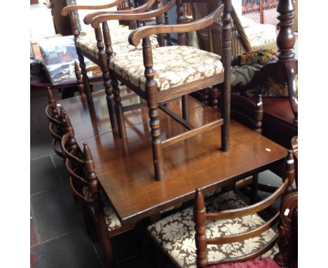 ASH EXTENDING TABLE AND EIGHT LADDER BACK CHAIRS