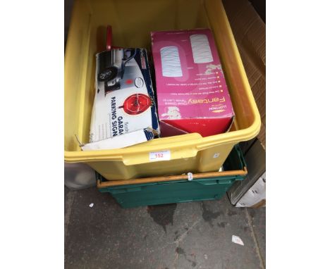 2 BOXES INC. TABLE LAMP, GARAGE PARKING SIGNAL, GLASSWARE