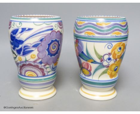   Two 1930's Poole Pottery polychrome vases, height 18cm