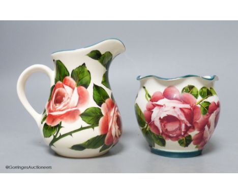   A small Wemyss rose painted jug and a Wemyss vase (2)