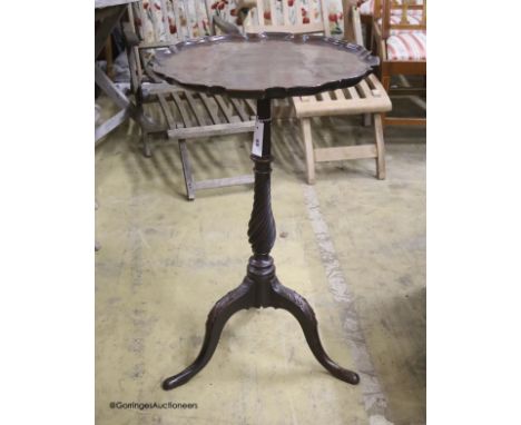   A Victorian and later Chippendale revival mahogany tripod wine table, width 45cm, height 73cm