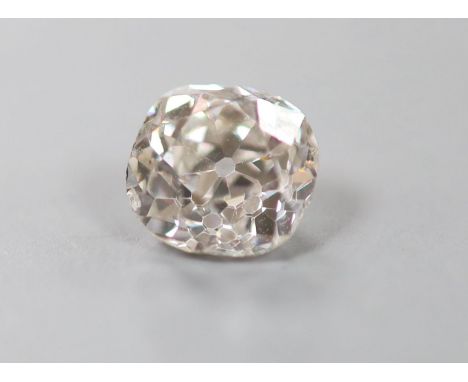   An unmounted cushion cut diamond, weighing approximately 1.10ct,colour and clarity approximately estimated as J/K and SI2/I