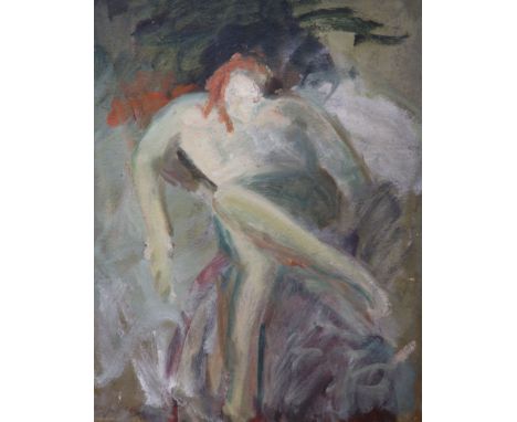   Cowan Dobson (1893-1980), oil on board, Sketch of a reclining nude, signed, 61 x 51cm, unframed