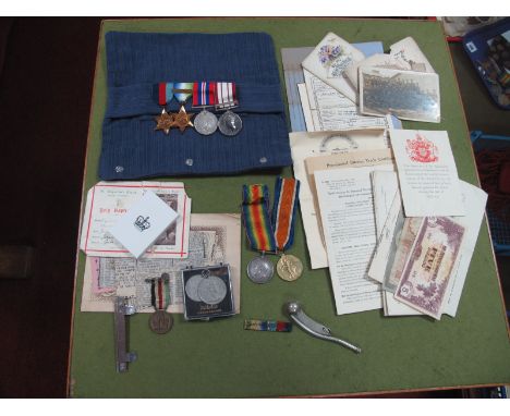 A WWI and WWII Farther and Son Group of Medals to The Family 'Sherwin'. 1/ A WWI Medal duo comprising War Medal and Victory M