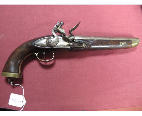 An Early XIX Century Flintlock Sea Service Pistol, probably of Continental origin, lanyard ring to butt, overall length c.40c