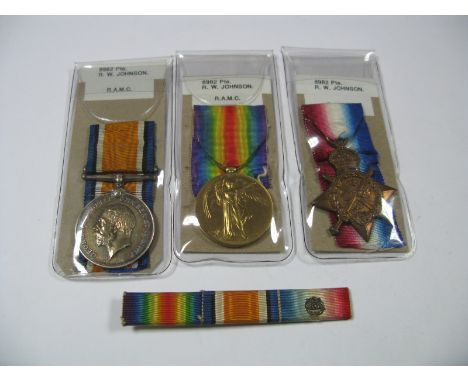 A WWI Medal Trio, comprising 1914 Mons Star, War Medal, Victory Medal to 8982 Pte R.W. Johnson, Royal Army Medical Corps.