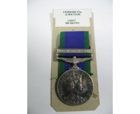 A Queen Elizabeth II General Service Medal with Northern Ireland Bar, to 24088498 Pte G.Watson, Light Infantry.