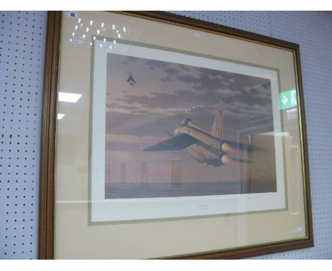 After Keith Woodcock Framed Graphite Signed Print, Portrait of Power, XR768 Lightning, No 182/850, measuring 94cm across, 78c