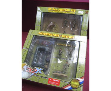 Two 21st Century Toys, The Ultimate Soldier 32 x 1:32nd Scale Military Model Figure Sets, including #20059 US 8cm Mortar Pit 