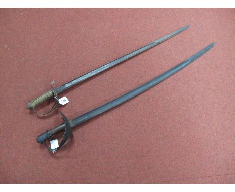 Two XIX Century Military Swords, a Cavalry Troopers Sword with 89cm curved fullered blade stamped S &amp; R plus a Victorian 