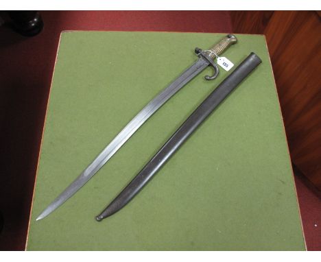 A French Chassport Bayonet and Steel Scabbard, dated 1869 with matching No's 22883, spring appears to function.