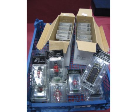 Seventeen Britains 1:32nd Scale White Metal Model Figures, to include #41067 Scots Guard, #41068 Scots Guard Officer, #41064 