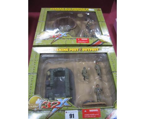 Two 21st Century Toys, The Ultimate Soldier 32 X 1:32nd Scale Military Model Figure Sets, including #20071 German 8cm Mortar 