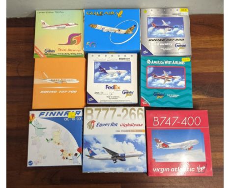 Nine Commercial airline models by a range of different companies - Gemini Jets, Dragon Wings and dod diecast A. McDonnell Dou