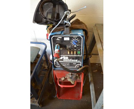 Clarke welder model WELD100E MK2 with gloves and eyeguard