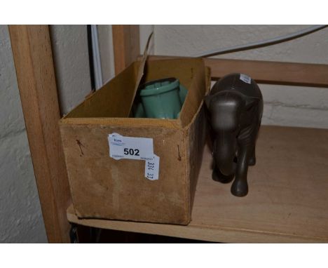 Vintage food chopper and metal elephant