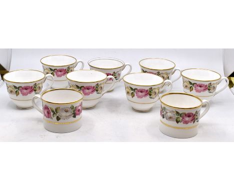 A collection of nine assorted Royal Worcester, Royal Garden Elgar cups, items appear free from damage.