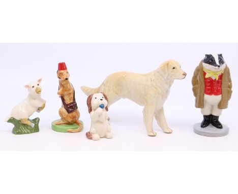 A Wade Collectors Club Membership Piece 2004, Lamb; together with a Wade dog with ball in its mouth; Wade 'The Wind in Willow