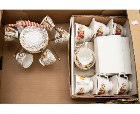 Gainsborough F67 six piece tea service; Czechoslovakian six piece coffee cup and saucer on gilt mount with six Royal Worceste