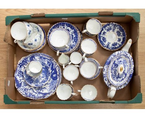 A collection of early 20th Century Royal Crown Derby blue and white Mikado pattern tea ware to include: teapot;&nbsp; various