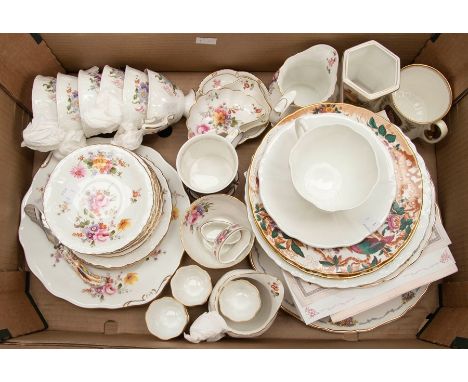 A collection of Royal Crown Derby to include: a set of six teacups, saucers, plates, two cake plates, milk jug and sugar bowl