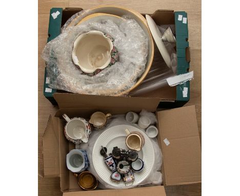 A collection of ceramics to include: Grimwade "Welsh Characters" jug; Royal Doulton "Sir Roger de Coverley" milk jug; a two m