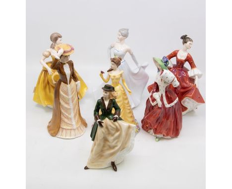 A group of ceramic figures to include: Coalport - Teresa, Honor: Royal Worcester - Perfect Day and Royal Doulton - Anna of of