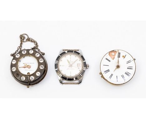 A Georgian pocket watch movement, white enamel dial, Roman numerals, approx 40mm, marked Thos Otway London, No 4010, partial 