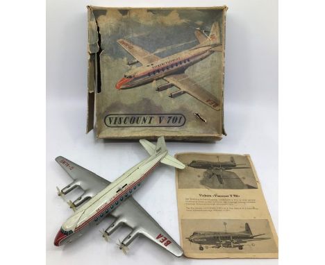 Biller: A boxed Biller of Western Germany, tinplate, Viscount V 701 Aircraft with B.E.A. Livery, friction drive propellers, o