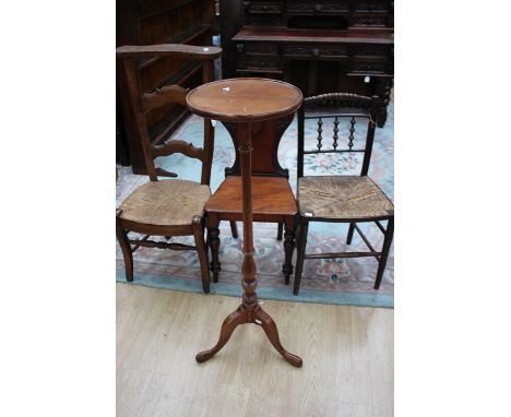 A collection of furniture comprising a Victorian mahogany hall chair, a late 19th Century spindle back chair of regional desi