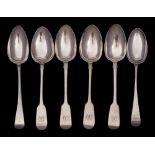 A pair of Victorian provincial silver Fiddle pattern tablespoons, maker Josiah Gregory, Exeter,