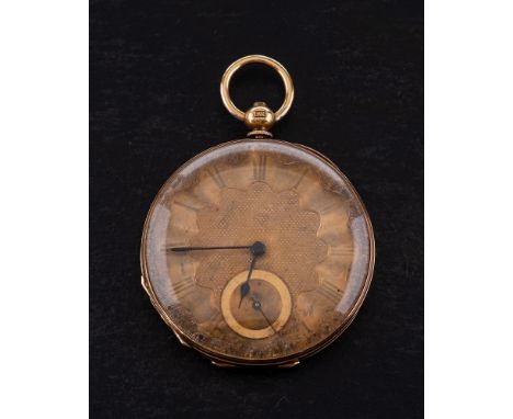 Jacot, Geneve, an 18ct gold key-wound pocket watch: the Swiss bar movement having a cylinder escapement, engraved backcock an