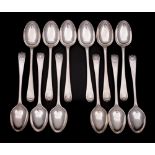 A set of twelve Victorian Old English and shell pattern coffee spoons,