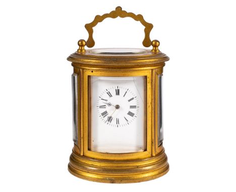 Delépine-Barrois, a miniature oval carriage clock: the eight-day duration, timepiece movement having a platform cylinder esca
