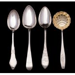 A Finnish silver sifting spoon, stamped marks for 1924: inscribed and initialled,