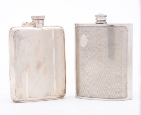 A George V silver hip flask, maker William Neale &amp; Son Ltd, Birmingham, 1925: of rectangular outline having engine turned