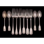 A mixed group of Victorian silver flatwares,