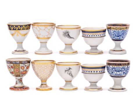 A one owner collection of English and Continental ceramic egg cups. A group of ten Worcester egg cups: including a Chamberlai